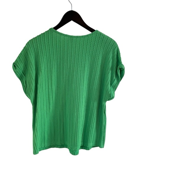 SHEIN‎ Women’s Green Frenchy Ribbed Batwing Short Sleeve Tee Size L - Picture 8 of 11